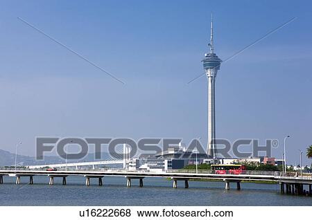 China, Macou, Macau Tower View Large Photo Image Stock Photo - China, Macou, Macau Tower. Fotosearch