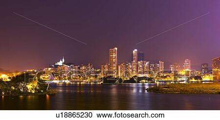 Stock Image - China, Macou, Nightlife. Fotosearch