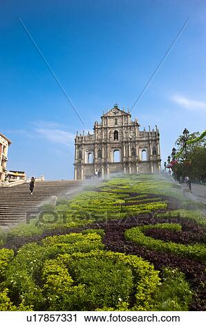 Stock Image - China, Macou, Ruins of Saint Paul's, UNESCO, World Cultural Heritage. Fotosearch