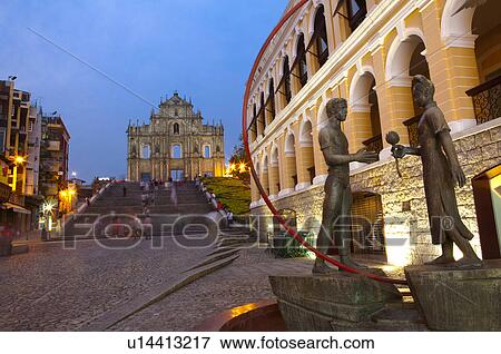 Stock Photo - China, Macou, Ruins of Saint Paul's, Company Of Jesus Square, UNESCO, World Cultural Heritage. Fotosearch