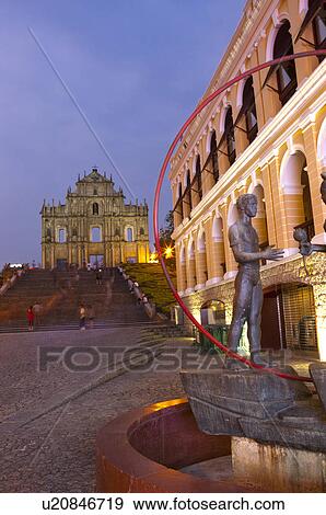 Stock Photo - China, Macou, Ruins of Saint Paul's, Company Of Jesus Square, UNESCO, World Cultural Heritage. Fotosearch