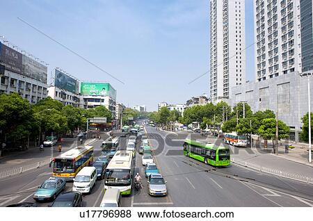 China, Hubei Province, Wuhan, Hanyang, City Street View Large Photo Image Stock Photo - China, Hubei Province, Wuhan, Hanyang, City Street. Fotosearch