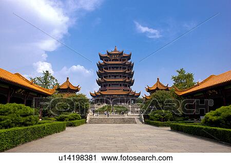 Stock Image - China, Hubei Province, Wuhan, Wuchang, Yellow Crane Tower. Fotosearch