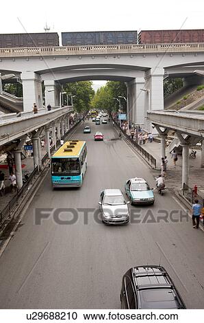 China, Hubei Province, Wuhan, Wuchang, City Street View Large Photo Image Stock Image - China, Hubei Province, Wuhan, Wuchang, City Street. Fotosearch