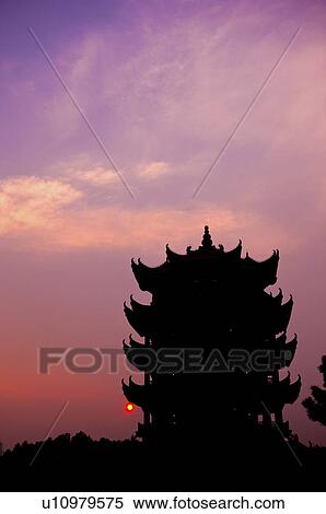 Stock Photography - China, Hubei Province, Wuhan, Wuchang, Yellow Crane Tower. Fotosearch