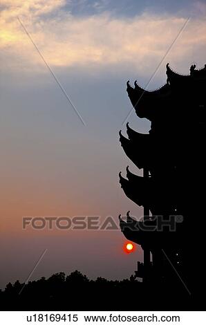 Stock Photography - China, Hubei Province, Wuhan, Wuchang, Yellow Crane Tower. Fotosearch