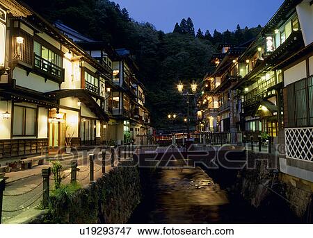 Ginzan Onsen, Obanazawa, Yamagata, Japan View Large Photo Image Stock Photo - Ginzan Onsen, Obanazawa, Yamagata, Japan. Fotosearch