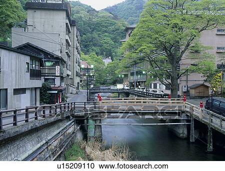 Stock Image - Higashiyama Onsen, Aizuwakamatsu, Fukushima, Japan. Fotosearch