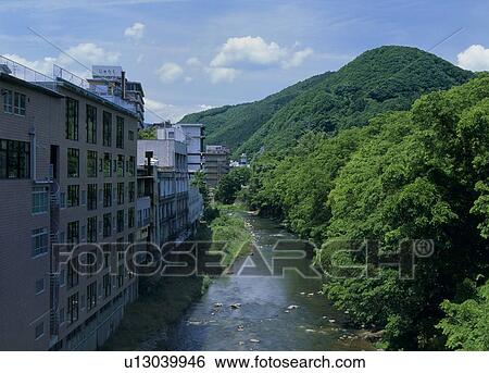 Stock Photograph - Iizaka Onsen, Fukushima, Fukushima, Japan. Fotosearch