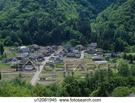 Stock Photography - Maezawa Magariya Shuraku, Minamiaizu, Fukushima, Japan. Fotosearch