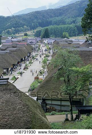 Stock Image - Ouchi-juku, Shimogo, Fukushima, Japan. Fotosearch