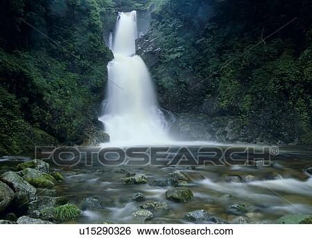 Stock Photograph - Shirabu-otaki Falls, Yonezawa, Yamagata, Japan. Fotosearch
