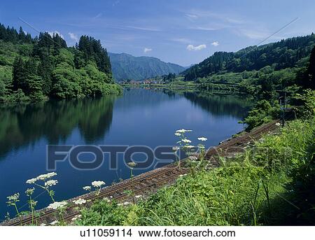 Tadami River, Kaneyama, Fukushima, Japan View Large Photo Image Picture - Tadami River, Kaneyama, Fukushima, Japan. Fotosearch