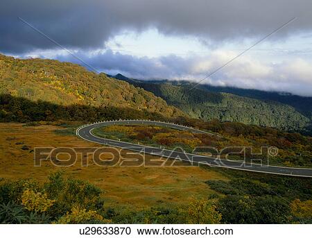 Stock Image - Yunodai Takinokoya Line, Sakata, Yamagata, Japan. Fotosearch