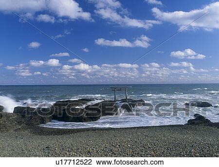 Stock Image - Torii of Kamiiso, Oarai, Ibaraki, Japan. Fotosearch