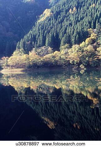 Stock Photo - Lake Okutama, Okutama, Tokyo, Japan. Fotosearch
