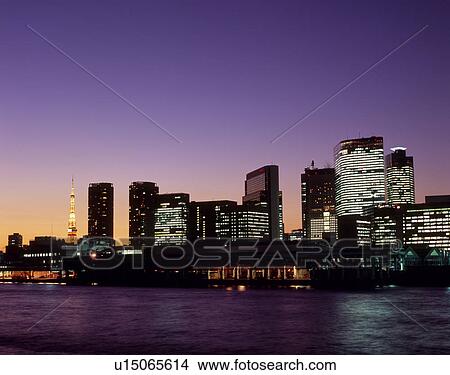 Picture - Night View of Sumida River, Chuo, Tokyo, Japan. Fotosearch
