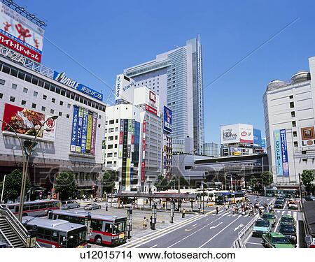 Picture - Shibuya Station West Exit, Shibuya, Tokyo, Japan. Fotosearch