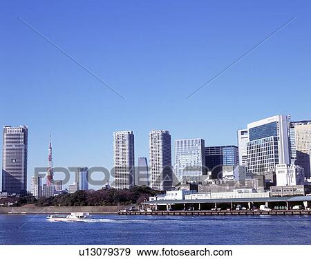 Stock Photo - Sumida River, Chuo, Tokyo, Japan. Fotosearch