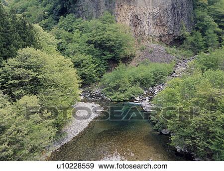Stock Photo - Gandate Gorge, Gero, Gifu, Japan. Fotosearch