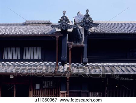 Tiled Roof, Mino, Gifu, Japan View Large Photo Image Stock Photo - Tiled Roof, Mino, Gifu, Japan. Fotosearch
