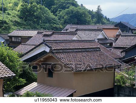 Stock Image - Fukiya Furusato Village, Takahashi, Japan. Fotosearch
