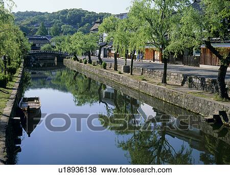 Stock Photo - Kurashiki River, Kurashiki, Okayama. Fotosearch