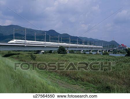 Stock Image - Sanyo Shinkansen, Setouchi, Okayama, Japan. Fotosearch