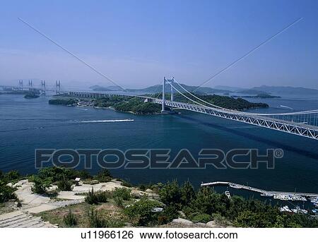 Stock Photograph - Seto-Ohashi Bridge, Kurashiki, Japan. Fotosearch