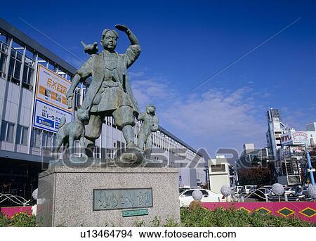 Picture - Statue of Momotaro, Okayama, Okayama. Fotosearch