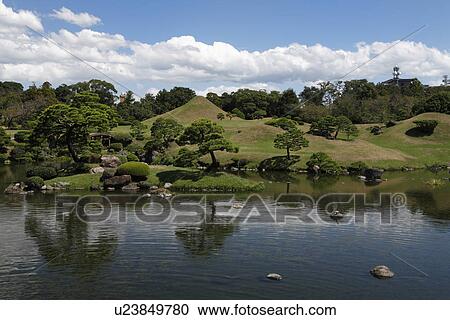 Stock Image - Suizenji Jojuen Garden, Kumamoto, Kumamoto, Japan. Fotosearch
