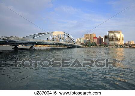 Stock Photograph - Eitai Bridge, Chuo, Tokyo, Japan. Fotosearch