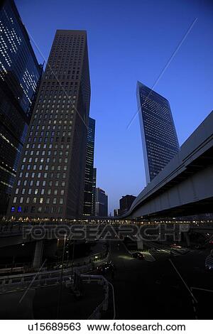 Stock Image - Shiodome, Minato, Tokyo. Fotosearch