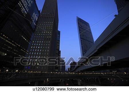 Shiodome, Minato, Tokyo View Large Photo Image Stock Photo - Shiodome, Minato, Tokyo. Fotosearch