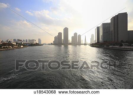 Stock Photo - Sumida River, Sumida, Tokyo, Japan. Fotosearch