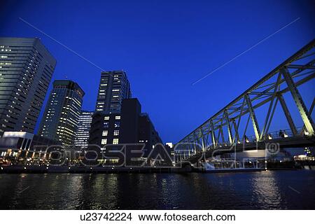 Tennoz Fureai Bridge, Shinagawa, Tokyo, Japan View Large Photo Image Picture - Tennoz Fureai Bridge, Shinagawa, Tokyo, Japan. Fotosearch