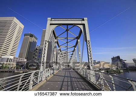 Stock Photo - Tennoz Fureai Bridge, Shinagawa, Tokyo, Japan. Fotosearch