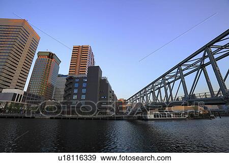 Stock Photo - Tennoz Fureai Bridge, Shinagawa, Tokyo, Japan. Fotosearch