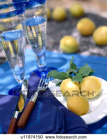 Table deko in blue View Large Photo Image Stock Image - Table deko in blue. Fotosearch