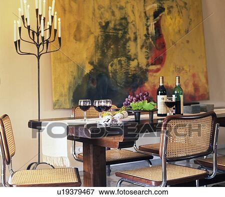 Stock Photo - Wooden table with wine. Fotosearch