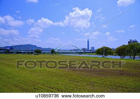 Taiwan, Taipei, MacArthur 2nd Bridge, Caihong Riverside Park View Large Photo Image Stock Photograph - Taiwan, Taipei, MacArthur 2nd Bridge, Caihong Riverside Park. Fotosearch