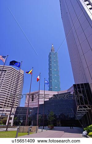 Taiwan, Taipei, Taipei 101, Xinyi Commercial Center View Large Photo Image Stock Photo - Taiwan, Taipei, Taipei 101, Xinyi Commercial Center. Fotosearch