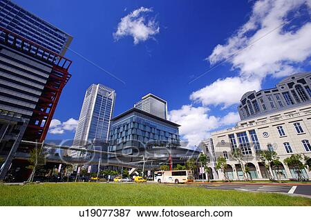 Stock Photo - Taiwan, Taipei, Xinyi Commercial Center. Fotosearch