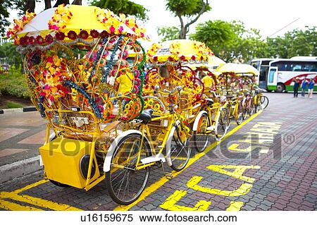 Stock Photography - Malaysia, Melaka State, Portugis Square, Rickshaw. Fotosearch