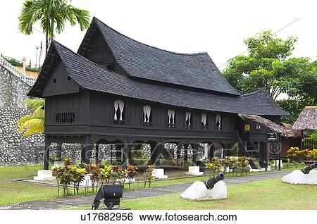Stock Photograph - Malaysia, Melaka State, Stilt House. Fotosearch
