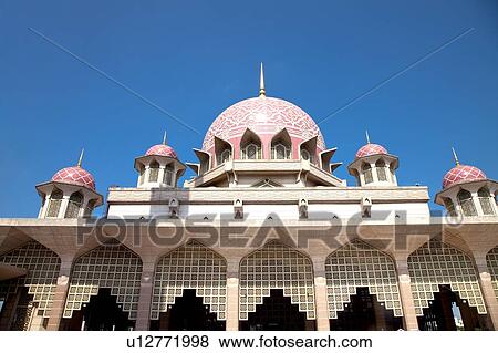 Malaysia, Putrajaya, Pink Mosque View Large Photo Image Stock Photo - Malaysia, Putrajaya, Pink Mosque. Fotosearch