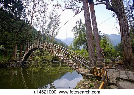 Stock Image - Asia, China, Taiwan, Nantou, Lugu Township, Xitou, Daxue Pond. Fotosearch