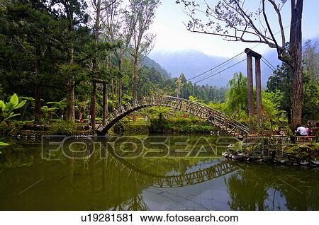 Stock Image - Asia, China, Taiwan, Nantou, Lugu Township, Xitou, Daxue Pond. Fotosearch