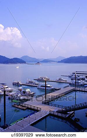 Asia, China, Taiwan, Nantou, Yuchih Township, Sun Moon Lake, Shuei-She Wharf View Large Photo Image Stock Photo - Asia, China, Taiwan, Nantou, Yuchih Township, Sun Moon Lake, Shuei-She Wharf. Fotosearch