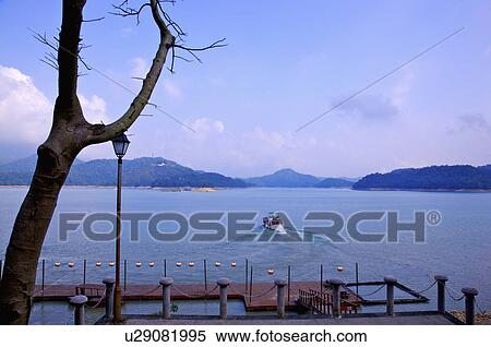 Stock Photography - Asia, China, Taiwan, Nantou, Yuchih Township, Sun Moon Lake, Shuei-She Wharf. Fotosearch